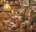 Ava Stitch Kryželiu siuvinėjimo rinkinys &bdquo;Skaitymo kampelis&ldquo; 31,6&times;28,4 cm, Aida 16, 61 spalva