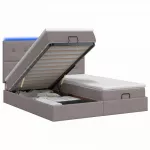 Otmana lova su matracsu ir LED Taupe 200 x 200 cm Audinys