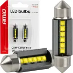 LED lemputės canbus C5W C10W 39 mm 2525 6SMD balta 12 V 24 V AMIO-05008