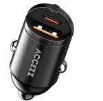 Accezz automobilinis įkroviklis | Greitasis įkroviklis su 2 prievadais – USB-A 30 vatų + USB-C 65 vatai – Juodas