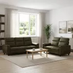 Sofa Sofos komplektas 2 vnt. Armijos Žalia Dirbtinė suedė oda
