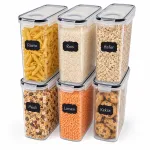 Relaxdays Sausų produktų dėžės su 4 krypčių užraktu, sudedamos, su pylimo funkcija