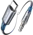 JSAUX 1 m USB-C&ndash;3,5 mm AUX garso kabelis, 24 bitai / 96 kHz, JSDEKJC2AUXGY1M