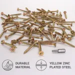 Skir'co universalūs plieniniai galvanizuoti 4,5 x 45 mm geltoni medvaržčiai su įleidžiama galvute Torx, Type 17, skirti medžio drožlių plok&scaron;tėms, 250 vnt.