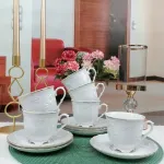 Ćmiel&oacute;w Rococo 3604 6 puodeliai 250 ml + 6 lėk&scaron;tutės 15,7 cm aukso linija