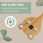 Parsa Beauty Nature Kids &scaron;epetys lengvam sausų ir &scaron;lapių plaukų i&scaron;&scaron;ukavimui su koalos atspaudu - bambukinis plaukų &scaron;epetys vaikams, skirtas sausiems ir &scaron;lapiems plaukams (su rankena)