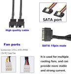 5 vnt. Sata 15-pin į 2x3/4-pin Pwm ventiliatoriaus skirstytuvas