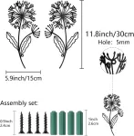 Plakatas Creatcabin metalinė sienų dekoracija "dandelion", geležinė gėlės sienų dekoracija, pakabinama, juoda, tu&scaron;čiavidurė, simetri&scaron;ka silueto, ornamentas, geležinis ženklas studijai, namams, biurui, dekoracija, dovana, juoda, 30 x 15 cm