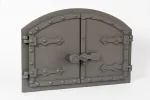 Sezam ketaus dvigubos orkaitės durelės su kniedžių efektu picų krosnies durelės - duonos krosnis - akmens krosnies durelės, 53.2 x 5.5 x 35.5 cm, grafito spalvos