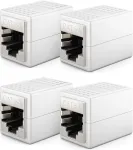 Deleycon Rj45 jungtis, 4 vnt. (10 Gbps) Lan kabelio ilgiklis, tinklo kabelio ethernet adapteris, suderinamas su Cat8, Cat7, Cat6, Cat5 patch kabeliu Lan Dsl Poe 2x Rj45 lizdas - baltas