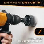 Hardtwerk turbo grąžtas 82 mm sds plus [xxl dantys] &ndash; gali gręžti, atsparus smūgiams, skirtas lizdams mūre, akmenyje, betone, gipso kartone &ndash; lizdinis grąžtas, karūninis grąžtas