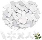 Olycraft 300 vnt. lipnių stačiakampių mozaikos plytelių rinkinys 19,5 x 10 mm veidrodinės mozaikos plytelės 0,8 mm storio mini akriliniai veidrodiniai sidabriniai "pasidaryk pats" veidrodžiai amatų meno sienų durų namų dekoravimui
