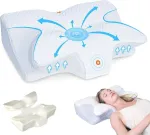 Homca ortopedinė pagalvė, kaklo pagalvė, atminties putų pagalvė, ergonominė pagalvė, mink&scaron;ta, galimi kieti variantai, nuimama, skirta miegoti ant nugaros, &scaron;ono ir pilvo, 60 x 44 x 13/14,5 cm
