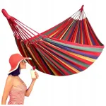 Bluegarden Didelis dvivietis hamakas 180 kg sodui, pakabinamas kokonas 140 x 230 cm, raudonas