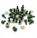 Apsauginės akytės su sriegiu ir užspaudimu žaislams, plastikinis, žalias, 8 mm, 20 porų