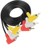 Gintooyun 148cm audio video 3 rca kabelis paauksuotas stačiu kampu 90 laipsnių 3 rca male jungtis televizoriui, tv priedėliui, stiprintuvui ir kt.