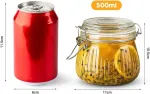 Cewrom stiklainių rinkinys konservavimui, 4 stiklainiai su atlenkiamu dangteliu 500 ml, stiklainiai su vieliniu užsegimu, skirti konservavimui ir fermentavimui, hermeti&scaron;ki stiklainiai kavai, cukrui, rie&scaron;utams, prieskoniams