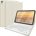 Szpsgc dėklas, skirtas ipad 10 generation 10.9 colių 2022 su klaviatūra, qwertz i&scaron;dėstymas, magnetinė nuimama bluetooth klaviatūra, lankstus tpu dėklas, skirtas ipad 10th generation su ra&scaron;iklio laikikliu, baltas