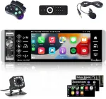 Automagnetola Camecho 1 din automobilinis radijas su carplay, 5.1 colio ekranas mp5 grotuvas su andorid auto/bluetooth laisvų rankų įranga/fm radijas/3 usb/tf/aux-in + atbulinės eigos kamera