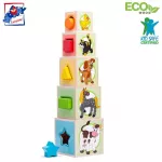 Woody 95005 Eco Wooden Mokomieji staklės su paveikslėliais ir skaičiais rū&scaron;iavimo forma (10 vnt.) vaikams nuo 3 metų (10,6x41 cm)