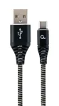 GEMBIRD CC-USB2B-AMCM-2M-BW Premium medvilnės pintas Type-C USB įkrovimo ir duomenų laidas 2m juodas/baltas