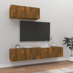 TV staliukas TV spintelių komplektas, 3 dalių, dūminio ąžuolo, mediena