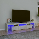 TV staliukas TV spintelė su LED ap&scaron;vietimu, betono pilka, 200x36,5x40cm