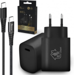 Extralink Smart Life 60W 20V 3A, USB-C-USB-C, 2.0m / 18W PD3.0 5V/3A 9V/2A juodas