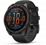 I&scaron;manusis laikrodis Garmin Fenix 8 &ndash; 47 mm, AMOLED Sapphire, Pilkos anglies spalvos DLC titanas su juodos / pilkos akmenukų spalvos silikoniniu dirželiu