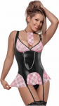 Magic Silk Flirty Freshman Mini Dress Set S/M Rožinė Plaid Chain Detail