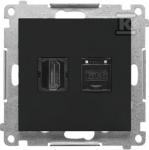 Kontakt Simon TGHRJ45.01/149 Simon 55 Lizdas HDMI + RJ45 kat.6. (moduł) Juodas mat TGHRJ45.01/149