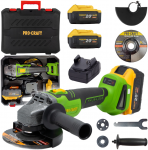 Akumuliatorinis kampinis &scaron;lifuoklis ProCraft PWA216, 20 V, 2x4 Ah, 125 mm