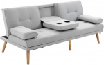 HOMCOM Sofa lova Patogi sofa lova, 3 sėdimos vietos, sofa lova, patalynė, &scaron;viesiai pilka, 181x77x72cm