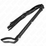 Kink Impact Touch KINK Long Handle Whip 60 cm - Juodas Leather Impact Tool with Ergonomic Grip