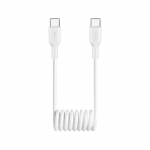 Puro 25W USB-C Spiral kabelis - USB-C 1m - baltos spalvos