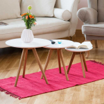 Relaxdays Bonideco Komplektas i&scaron; 3 staliukų, baltos/&scaron;viesiai rudos spalvos