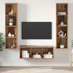 TV staliukas TV spintelių komplektas 3 pcs Senovinis medis Apdirbta mediena
