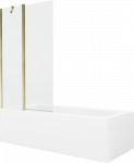 Vonia Mexen Vega su apdaila ir stiklo sienele, 180x80 cm + 100 cm, Baltas+Gold/Transparent