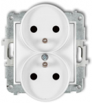 Karlik Elektrotechnik 25MGPR-2zp MINI Dvigubo lizdo mechanizmas rėmui su įžeminimu 2x(2P+Z) (srovės kelio sklendės) balta matinė 25MGPR-2zp