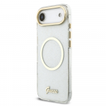 Guess IML Glitter Script Strap MagSafe dėklas skirtas iPhone Air Transparent