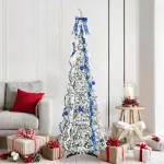 Dirbtinė Kalėdų eglutė su 150 LED s stovu Balta 180 cm PVC