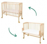 Waldin Bedside 2in1 lop&scaron;iukas su čiužiniu Natural