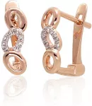Auksiniai auskarai angli&scaron;ku užsegimu, Raudonas Auksas, Briliantai - 1.65 g. - 12 mm. - Briliantai (0,036Ct)