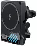 XO car holder SL14 with wireless inductive charger 25W juodas air vent with LED and cooling