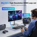 UGREEN vaizdo fiksavimo kortelė su HDMI 4K30Hz kilpiniu i&scaron;ėjimu ir USB 2K30Hz 25773