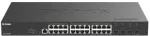 &Scaron;akotuvas D-LINK Smart+ Nuclias L2+ 24 Gigabit PoE/PoE+ jungtys and 4 10 GbE SFP+ jungtys Budget PoE 375W ONVIF switch