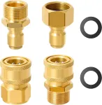 Styddi slėgio plovimo adapterių rinkinys, ultimate greito atjungimo rinkinys, m22-15 į 3/8" greita jungtis, žarnos adapteris slėgio plovimo pistoletui, žarnai, siurbliui, 4 vnt.