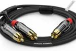 Nobsound 1x2 Rca audio kabelis, paauksuotas, 1m