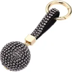 Ihreesy Bling Bling Rhinestone rai&scaron;telis, blizgantis kri&scaron;tolinis raktų pakabuko dekoravimo kamuoliuko dizaino krep&scaron;io raktų pakabukas moterims mergaitėms vyrams berniukams, pilkai juodas