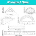 6 skaidrių geometrijos liniuočių rinkinys, skaidri liniuotė geometrijos rinkinys matavimo įrankių geometrijos rinkinys su liniuotėmis 15 cm ir 30 cm, statūs ir lygiakra&scaron;čiai trikampiai, transportyras